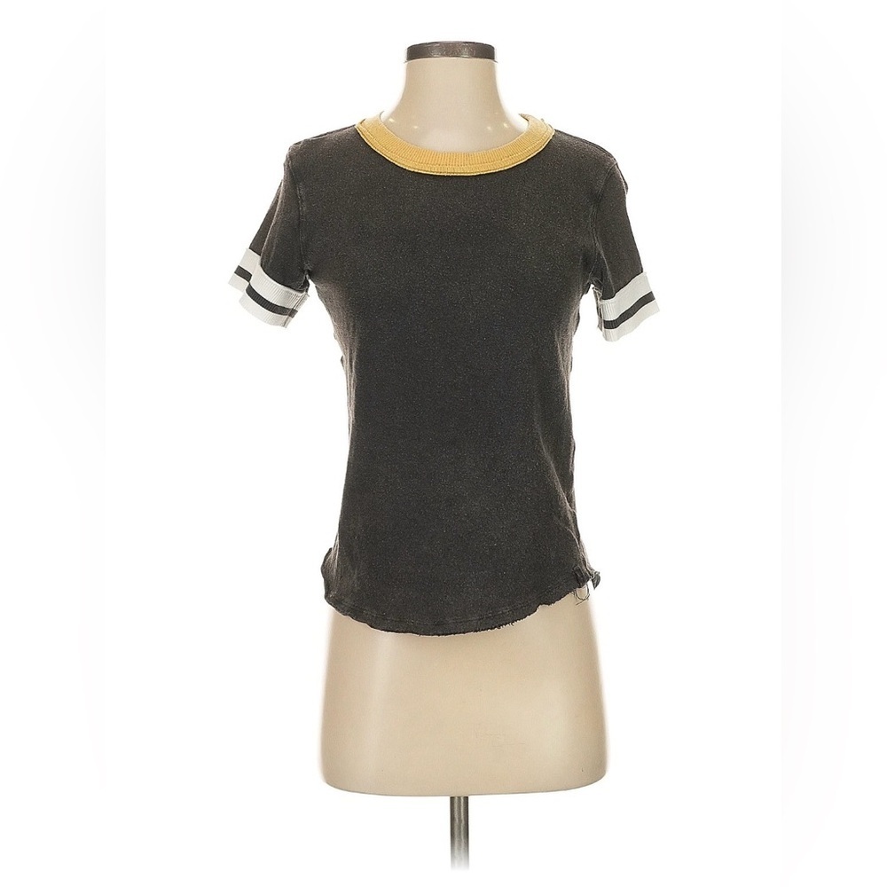 We The Free Dark Gray Tee with Yellow Trim
